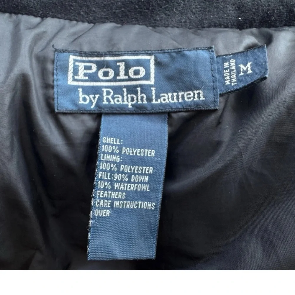 Vintage Polo Ralph Lauren Black Puffer Zip Up Coat Jacket Size M